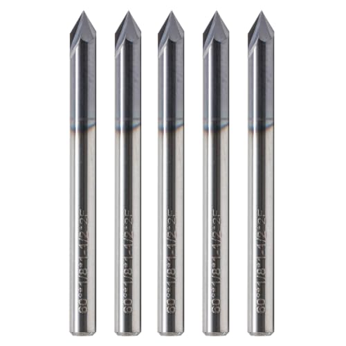 Image of 5Pcs 1 /8 inch 2 Flute 60 Solid Carbide Chamfer End Mills - AlTiN Coated | Single End, 60 Chamfer Angle, 1 /8 inch Cutting Diameter, 1 /8 inch Shank Diameter, 1-1 /2 inch Overall Length