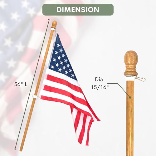 ILOT 56" Wooden Flag Pole for House Pack of 2 Improved Design Tangle Free Adjustable Rotating Rings Heavy Duty Flag Poles for Outside Fit Most Flag Sizes by ILOT - Image 6