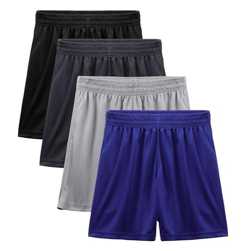 BEARAE Boys Athletic Shorts, Quick Dry Youth Basketball Shorts with Pockets Elastic Waistband, Sport Cargo Short Activewear