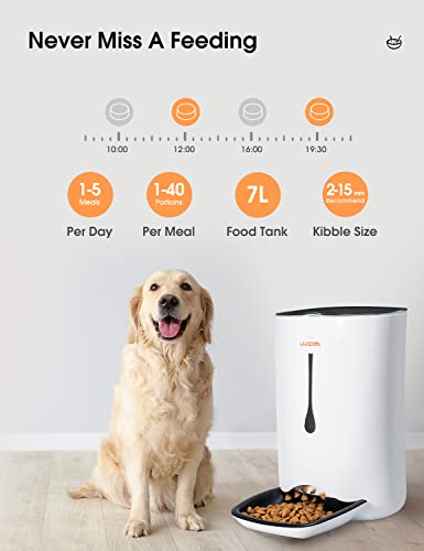 Wopet Automatic Dog Feeder, 7L Pet Food Dispenser For Cats And Dogs, Automatic Cat Feeders With Protion Control, Voice Recorder&Programmable Timer For Up To 5 Meals Per Day #TOP1