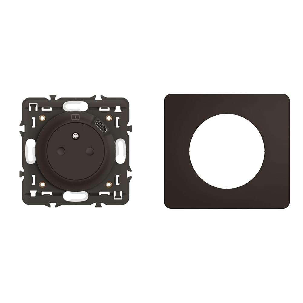 Prise murale Legrand Céliane noire avec port USB Type-C pour installation encastrée 1 poste
