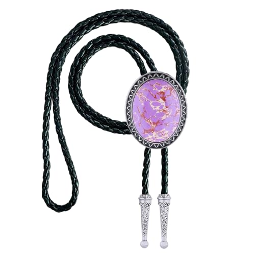 Image of Vintage Western Cowboy Rodeo Black Agate Bolo Tie for Men Women