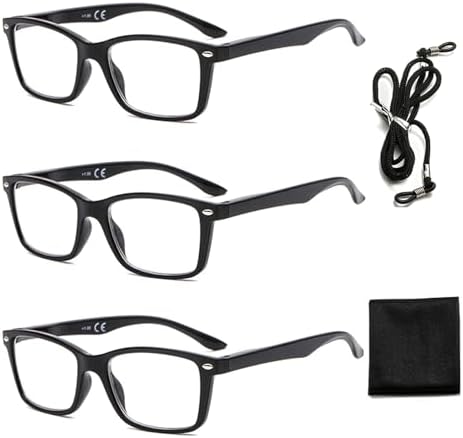 Suertree Lesebrille Feder Scharnier 3 Pack Sehhilfe Augenoptik Brille Lesehilfe für Damen Herren 3.0X BM151
