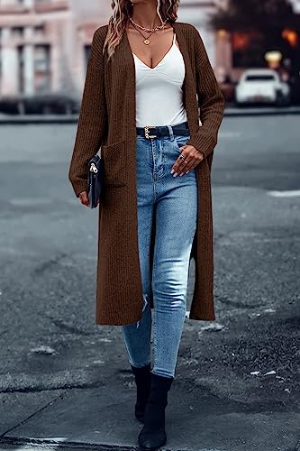 Image of Danedvi Long Cardigan Sweaters Women Trendy Open Front Coat with Pockets