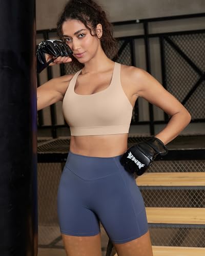 Image of RUNNING GIRL Sports Bra for Women,Molded Cup Strappy Running High Impact Sports Bra with Sewn in Pads