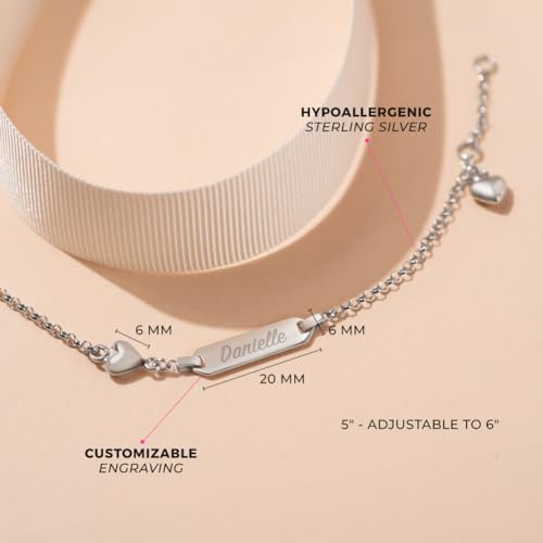 925 Sterling Silver Adjustable Heart Tag ID Bracelet for Toddlers & Young Girls - Engravable Name Bracelet for Children - Fun Personalize-able Bracelet for Kids4