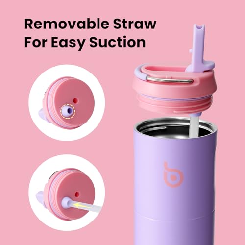 Insulated Water Bottle 700ml (24oz) with Straw, Lid and Handle, Stainless Steel Sports Travel Gym Bottle - Image 4