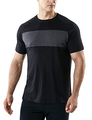 TSLA Men's Workout Running Shirts, Quick Dry Cool-Dri Short Sleeve Athletic Shirts, Active