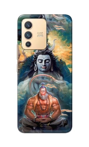 Image of Plastic Printfidaa Printed Hard Back Cover Case For Vivo V23 5G Back Cover (Lord Shiva And Hanuma) -112,Multicolor