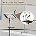 MAHANCRIS Podium Stand with Microphone Stand, Mobile Lectern and Laptop Desk with Storage Tray, 28.9-42.7 Inch Adjustable Height Portable Podium for Classroom, Conference Room, Black LPBK4001