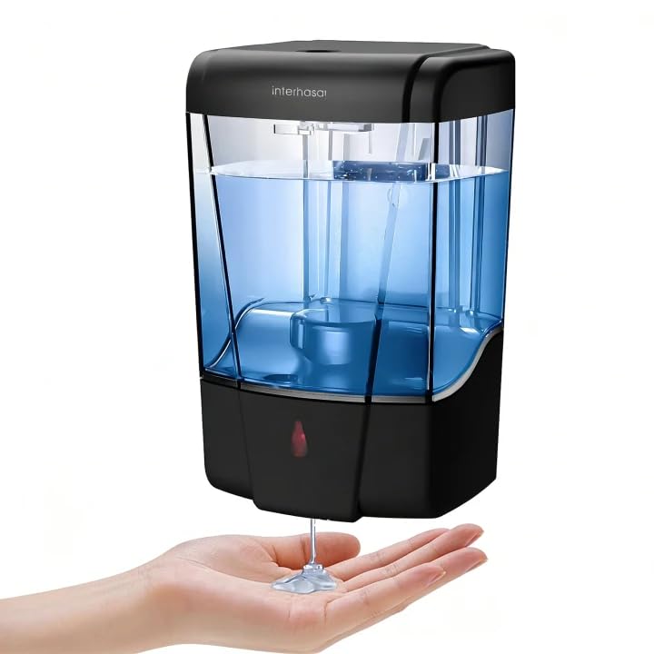 interhasa! Commercial Soap Dispenser Wall Mounted Automatic Commercial Liquid Soap Dispenser Liquid/Gel Touchless Hand Soap Sanitizer Dispenser for kitchen bathroom 600ml/20oz Black — image 1