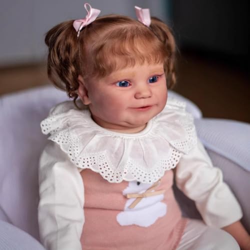YIHANGG 24" Lebensechte Reborn Babypuppen Neugeborene Puppe 60cm Realistisch Reborn Kleinkind Mädchen Braunes Haar Weihnachten Geburtstag Geschenke – Bild 3