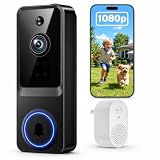 Doorbell Camera Wireless, 1080P Video Doorbell Battery Powered with Receiver, Security Camera with AI Human Detection, 2-Way Audio, IR Night Vision, Cloud Storage, 2.4G WiFi, Camera for Home Security