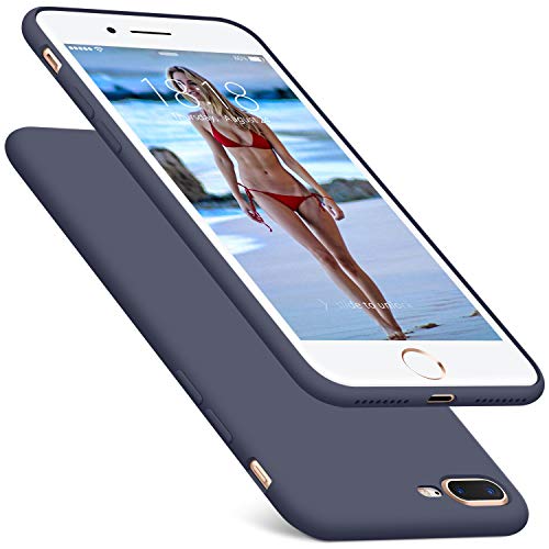DTTO Compatible with iPhone 8 Plus Case and iPhone 7 Plus Case, Silicone Case [Romance Series] Rubber Anti-Scratch Thin Slim Fit Cover for iPhone 8 Plus 7 Plus 5.5 inches - Midnight Blue