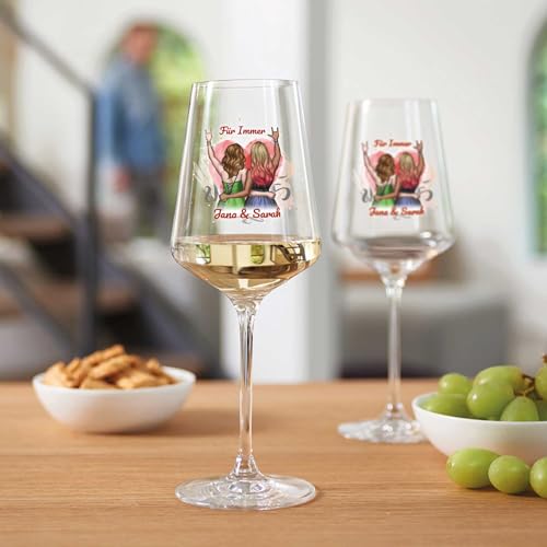 Foto von GRAVURZEILE Puccini Weinglas mit UV-Druck - Beste Freundin Konfiguration - Umfangreich anpassbares Motiv zum selbst gestalten - Persönliches Geschenk für Freundinnen - Farbe: Freundinnen Puccini Set
