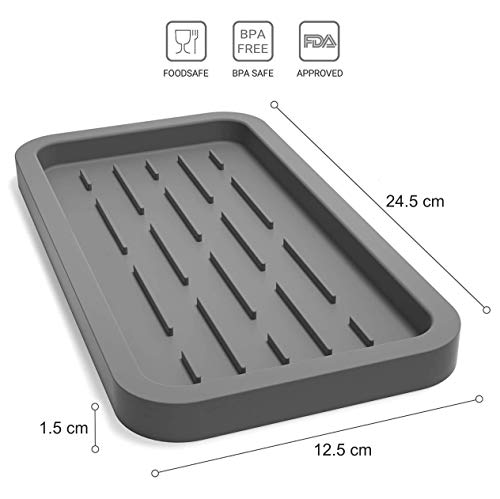 Image of ASEEM Silicone ; Rubber Kitchen Sink Organizer Rectangular Shape Tray,Matte Finish,Set Of 1,Grey