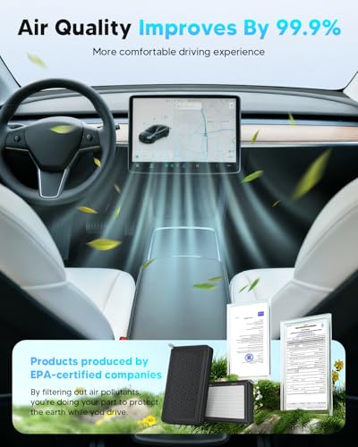 Tesla Model 3 Model Y Air Filter HEPA 2 Pack with Activated Carbon Tesla Air Conditional Replacement Cabin Air Filter