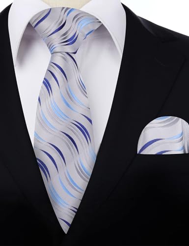 Image of Alizeal Mens 3.15'' Gradient Novelty Pattern Tie Set with Pocket Square Casual Color Tie Set