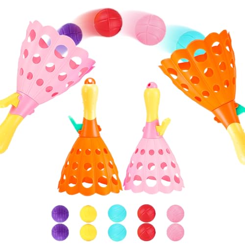 Zexint Pop und Fangballspiel mit 10 Bällen und 2 Fangkörben Spielaktivitäten für drinnen und draußen, Strandsport, Sommer Strandspielzeug für Kinder im Alter von 3 4 5 6 7 8 10 und 12 Jahren
