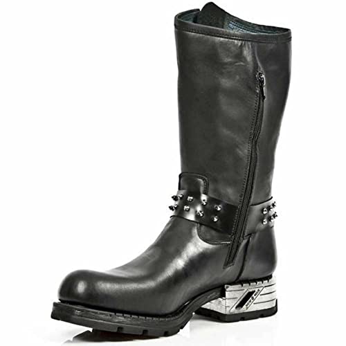 New Rock Mens Boots MR030-S1 Black Western 100% Leather Gothic Platform Shoes4