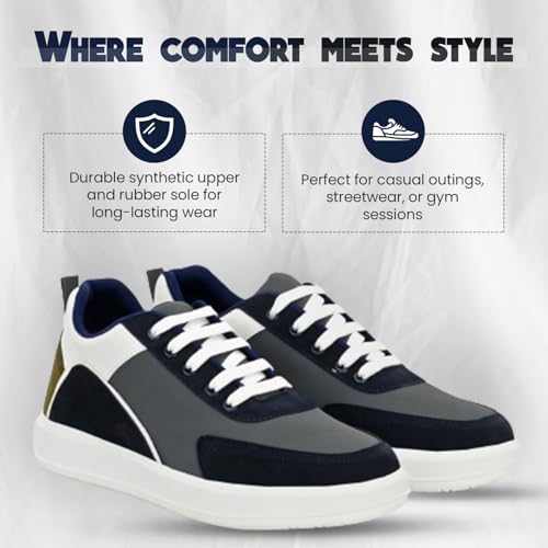 Image of STANPHORD Men Colourblock Chunky Sneakers | Synthetic Lace-Up Sports Casual Shoes | Rubber Sole | Streetwear Walking College Wear (TPBT 8011)