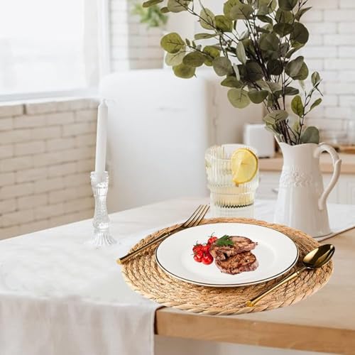Tobulkirl Woven Placemats Set Of 10, 13.5 Inch Round Rattan Placemats thumb #5