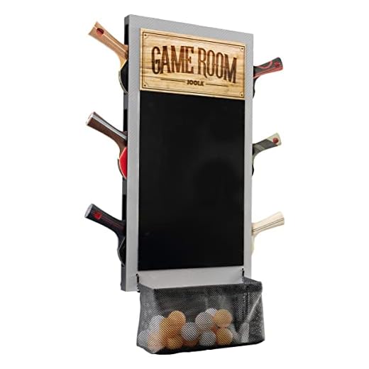 JOOLA Organizador de sala de jogos com suporte de pá de pingue-pongue, cesta de bola de tênis de mesa, placar e quadro-negro