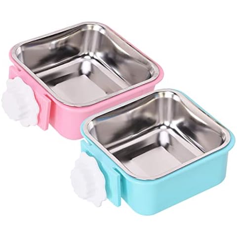 QIYADIN Futternapf für Hundekäfig, abnehmbare Edelstahl-Futternäpfe Cover
