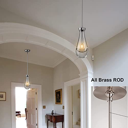 Ringrain Raindrop Pendant Lights Set Of 2,Kitchen Island Hanging Light Fixtures, Modern Art Raindrop Clear Solid Glass Chandelier For Dining Room For Bedroom, Corridor, Living Room #TOP2