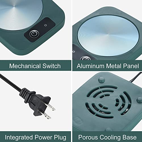 Coffee Mug Cup Warmer Coaster For Coffee Tea Cocoa Milk Food Fruits Candle, Aluminum Metal Panel, Safe Reliable, Green (4" X 5") #TOP3