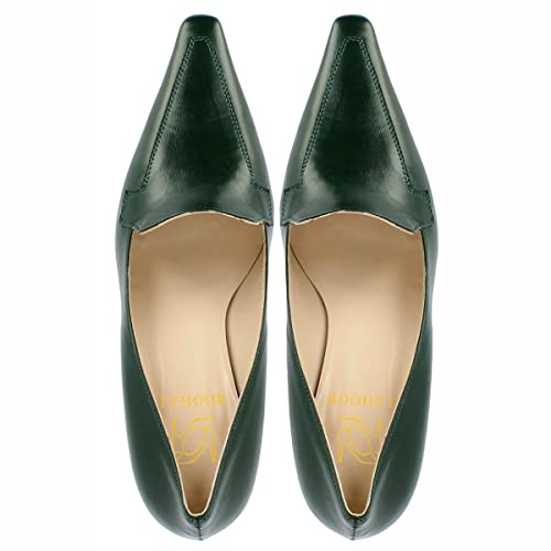 Image of LEHOOR Women Vintage Chunky Block Heel Pumps Shoes Square Pointed Toe Slip On Formal Office Work Business Loafers Shoes Suede Snakeskin Cone Heel Oxford Shoe Ladies Professional Chic Fall 4-11 M US