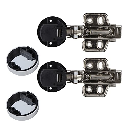 Set di 2 cerniere in acciaio inox 201 per porte in vetro, 35 tazze, tampone ammortizzante, inserto grande con sistema idraulico, chiusura silenziosa per armadi, librerie, porte