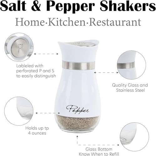 Image of Afrodite Salt and Pepper Shakers Set, Stainless Steel Salt and Pepper Sprinkler for Restaurant with Glass Bottom, Spice Dispenser Ideal for Himalayan, Kosher, Black and White Pepper (Clear + Gold)