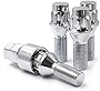 Wheel Accessories Parts 14x1.25 Chrome - Cone Seat - Premium Lug Bolt Wheel Lock Set (24mm Long) (Set of 4 + Key) (14x1.25, Chrome)