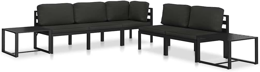 vidaXL Sectional Corner Sofa, Corner Chair with Cushions, Modular Seat, Single Sofa Chair for Indoor and Outdoor, Rustic, Aluminum PE Rattan