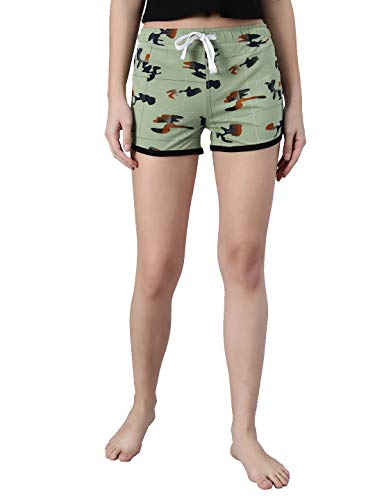 Image of KOTTY Green Printed Women Night Shorts (Green-30)