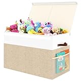 Fineonly Large Toy Storage Box with Lid Upgraded Toy Storage Chest Organizer with Divider Foldable Toy Bin for Kids Boys Girls Playroom Nursery Bedroom (25'x13'x16')