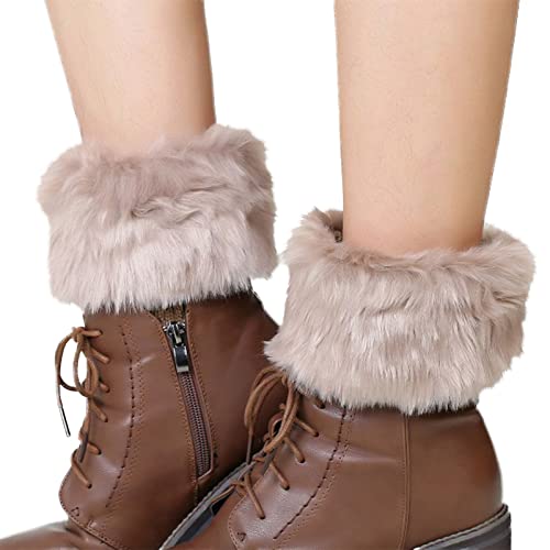 Women Crochet Faux Trim Leg Warmers Short Furry Fuzzy Leg Cuffs Foot