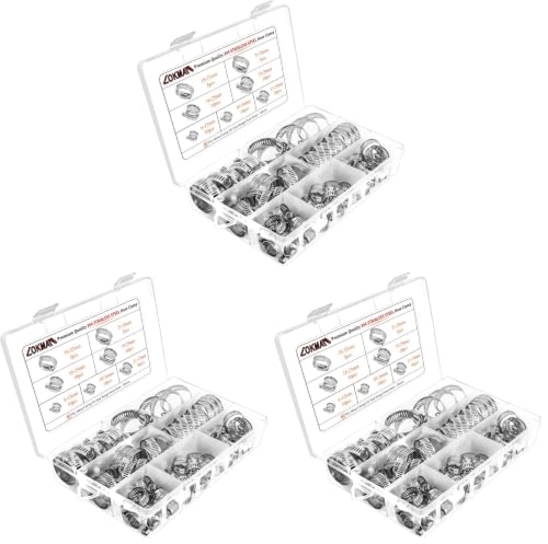 Image of LOKMAN Stainless Steel Hose Clamp Assortment Kit- 60 Pieces, Adjustable 1 /4''- 1-1 /2'' (6-38mm) Worm Gear Metal Fuel Line Clamp for Plumbing, Automotive And Mechanical Applications (Pack of 3)