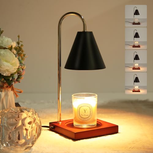 CANMEIJIA Candle Warmer Lamp with Timer & Dimmable, Electric Candle Warming Lamps with 2 Bulbs, Vintage Candle Lamps for Home Decor, Bedroom, Jar Candles, Black Wax Melt Lamp for Women