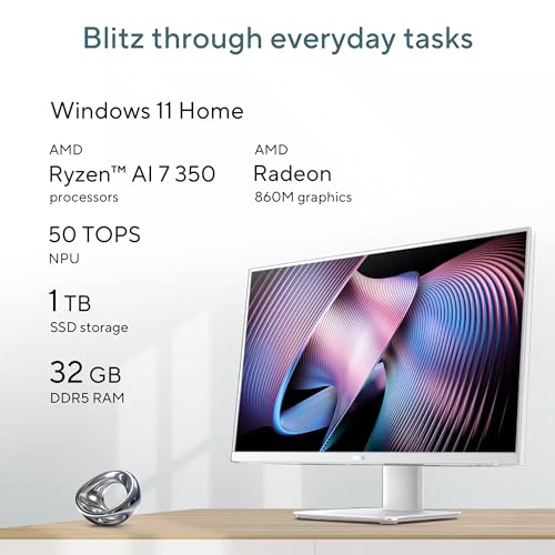 Image of ASUS 27 inch FHD Touchscreen All-in-One Desktop Computer, AMD Ryzen AI 7 350 (up to 5.0GHz), 64 GB DDR5 RAM, 4 TB SSD, AMD Radeon 860M Graphics, Wi-Fi 6, Copilot Key, Keyboard & Mouse, Windows 11 Pro