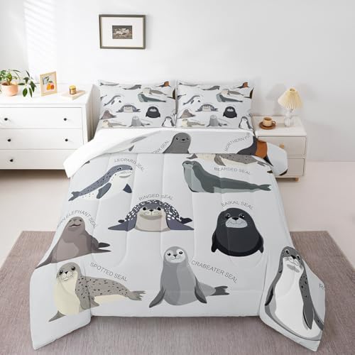 Image of Feelyou Kids Cartoon Seal Comforter Set Full Size for Boys Girls Teens