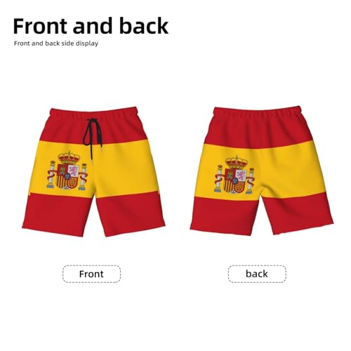 Spanish Flag Youth Beach Pants, Soft and Breathable, with Drawstring Waist, Suitable for Sports and Leisure.2