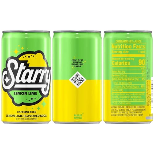 Starry Lemon Lime Soda, 7.5 Oz Cans, 10 Pack