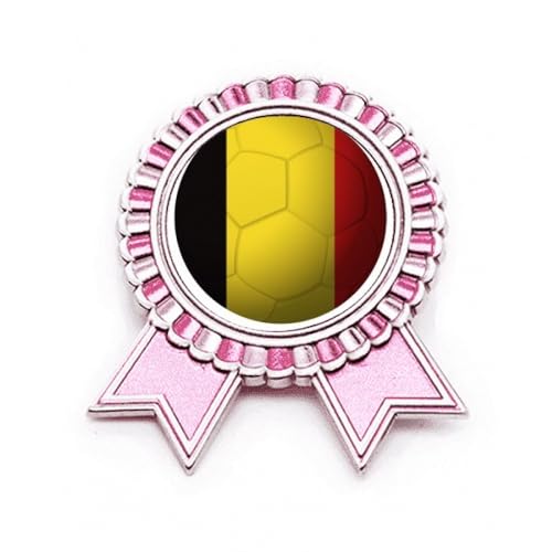 Broche drapeau Belgique football M en métal rose pour supporter Coupe du monde