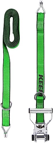 Keeper – 3,000 lbs. Break Strength Chrome Ratchet Tie-Down with Double J Hooks, 2 Pack – 1,000 lbs. Working Load Limit