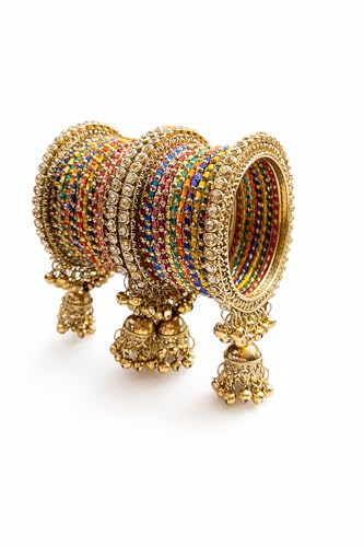 Image of Swara Creations Metal bangles /kada Set wrapped in Silk Thread & golden dots for Women & Girls (24 Pcs)