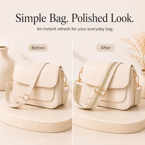 Image of chushui Metallic Thread Purse Strap for Women, Woven Replacement Bag Strap | Subtle Shine That Changes with the Light