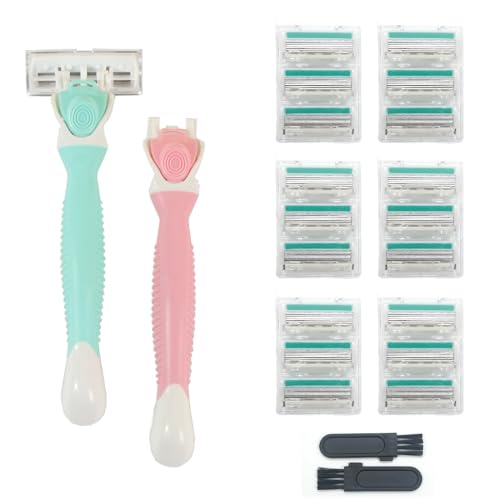 Hocmos Women's Razors - 6 Blades, Non-Slip Grip, 19 Refills & 2 Handles Great Value Travel Pack for Razors for Women Sensitive Skin