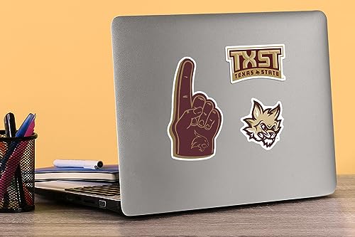 Image of Texas State University 10ct Vinyl Sticker Pack - Large Waterproof Bobcats, TXST, Mascot & Pennant Decals for Laptops, Water Bottles, Tablets, Scrapbooks, Vehicles & More - Officially Licensed Designs